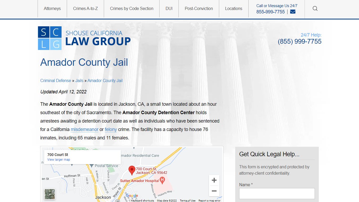 Amador County Jail Info - Visiting, Bail, Location, Contacting Inmates