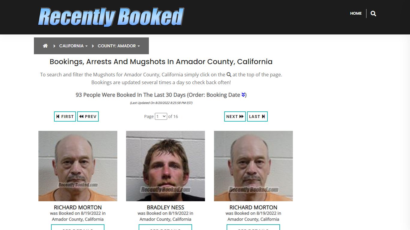 Bookings, Arrests and Mugshots in Amador County, California